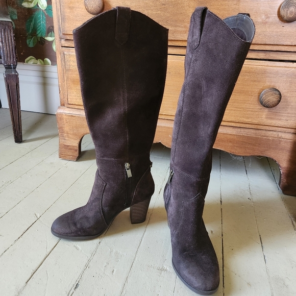 Koolaburra Shoes - Koolaburra by UGG Suede Knee-High Boots – Block Heel – Brown – Size 6